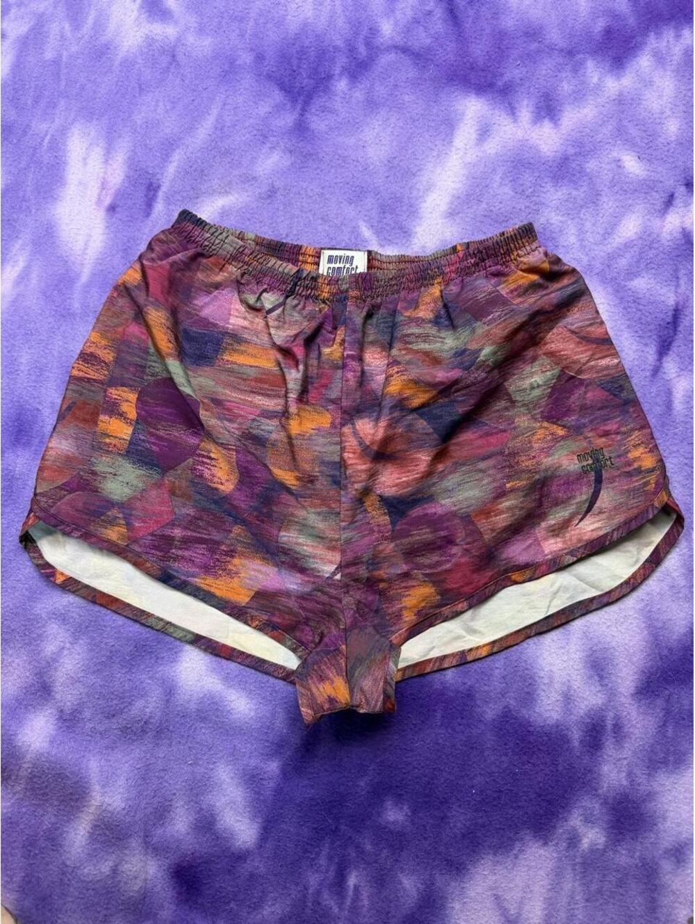 Retro 90s printed athletic shorts purple mauve